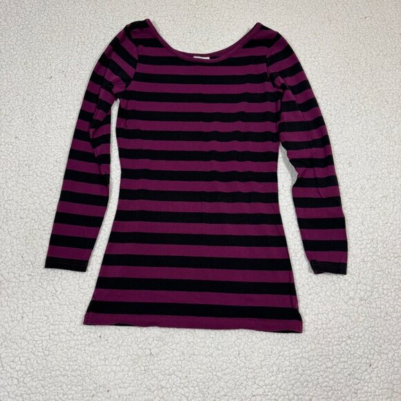 MATILDA JANE Paint By Numbers Tawny Birch Tee Women's M Striped Black Purple - Picture 2 of 5